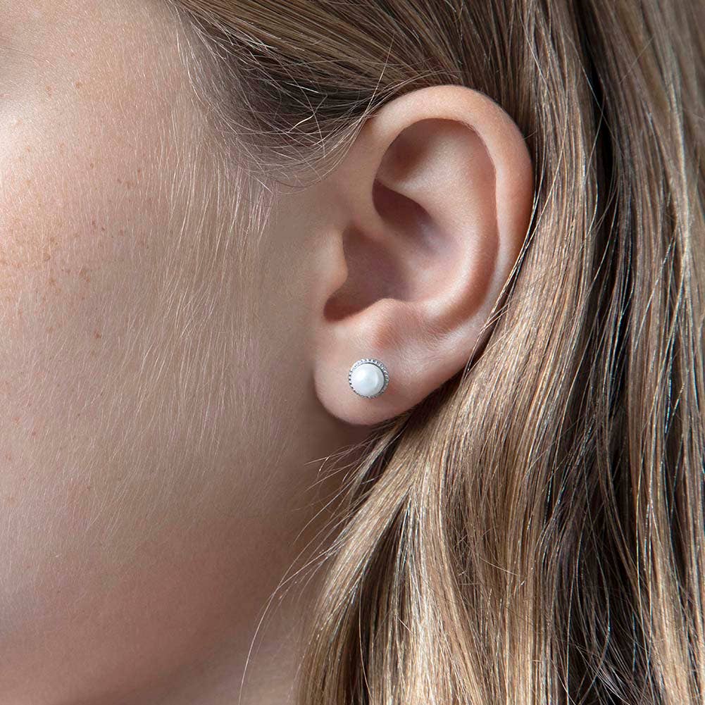 Pearl 7mm Sterling Silver Earrings