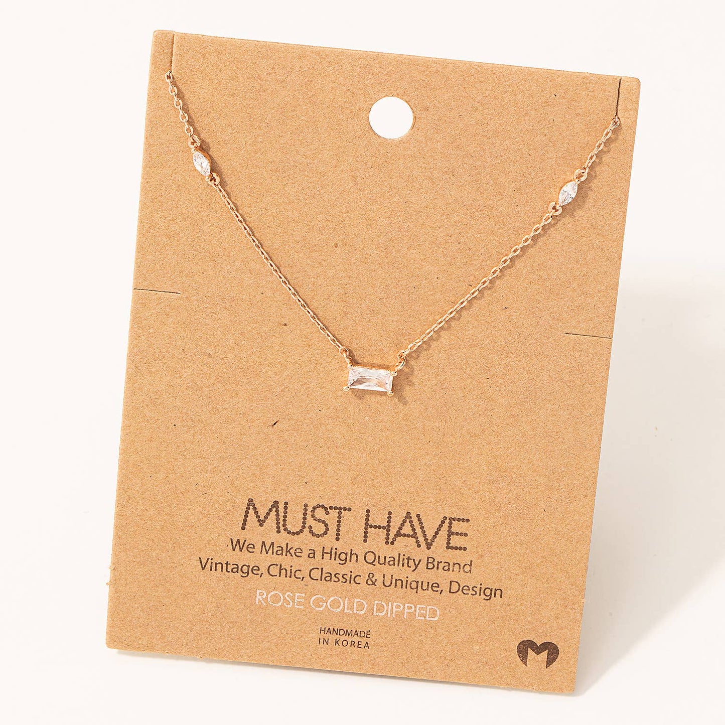 Dainty Rectangle Crystal Pendant Necklace: G