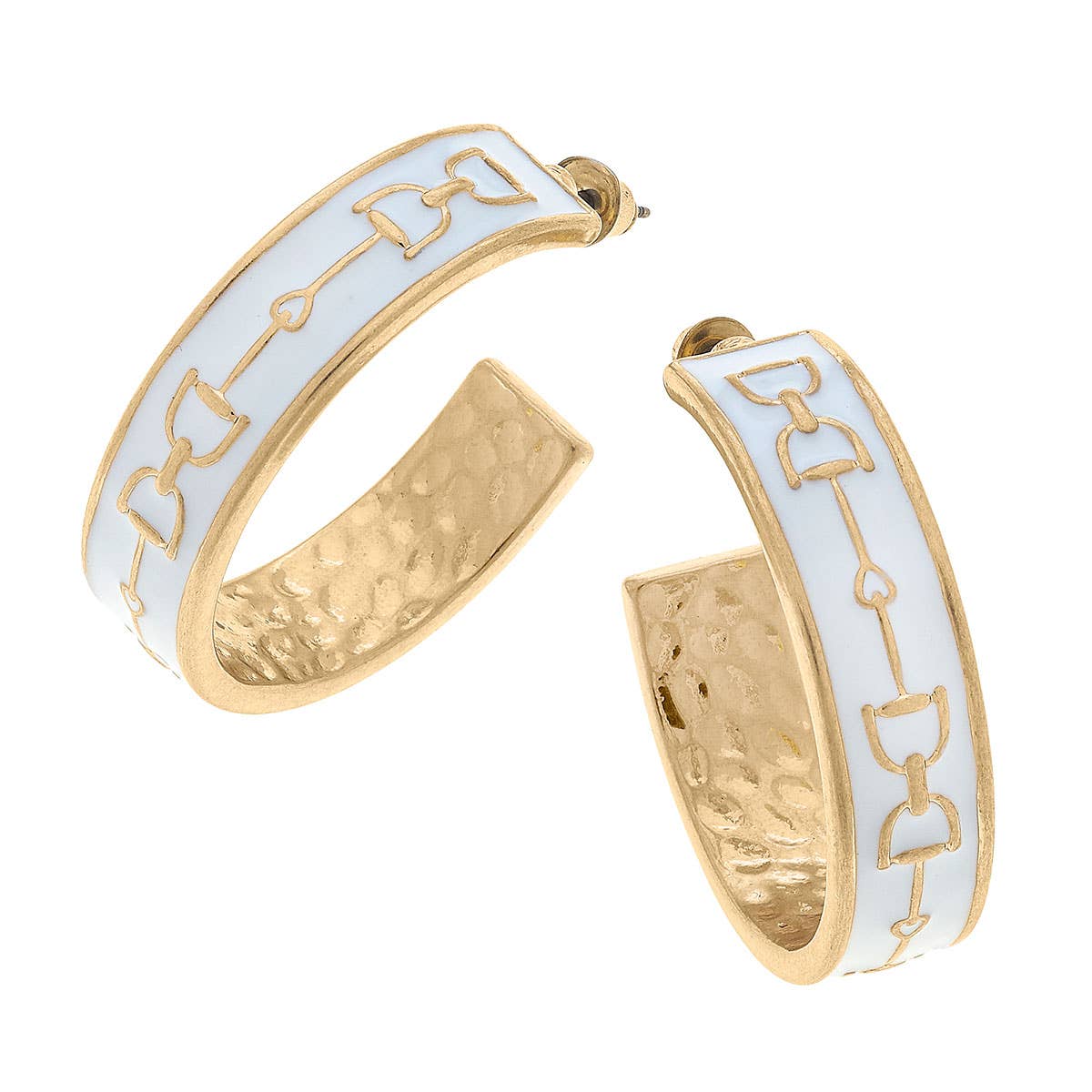 Enamel Horsebit Hoop Earrings: Blue