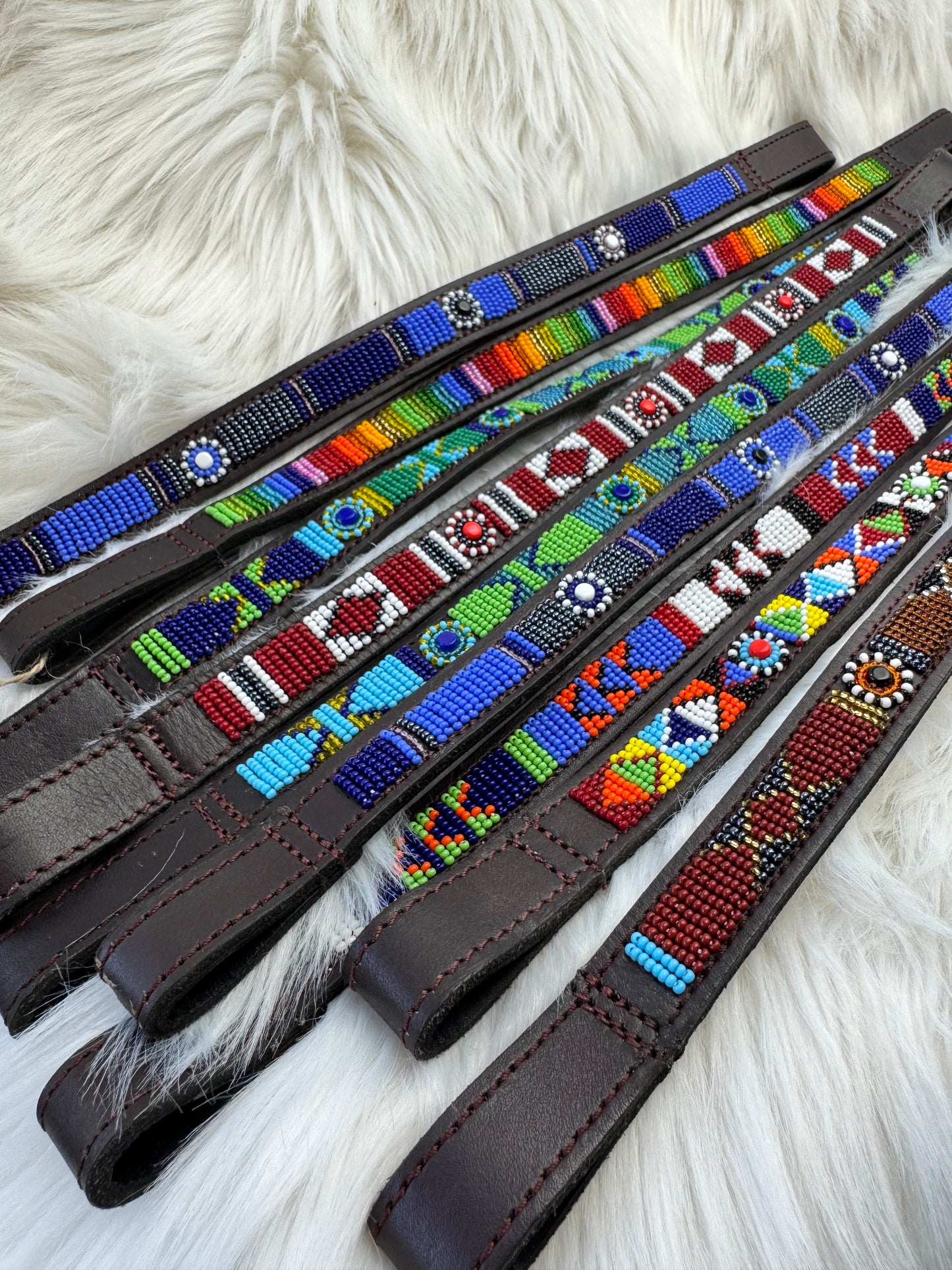 “Rivers” Beaded Browband - Dark Chocolate Brown