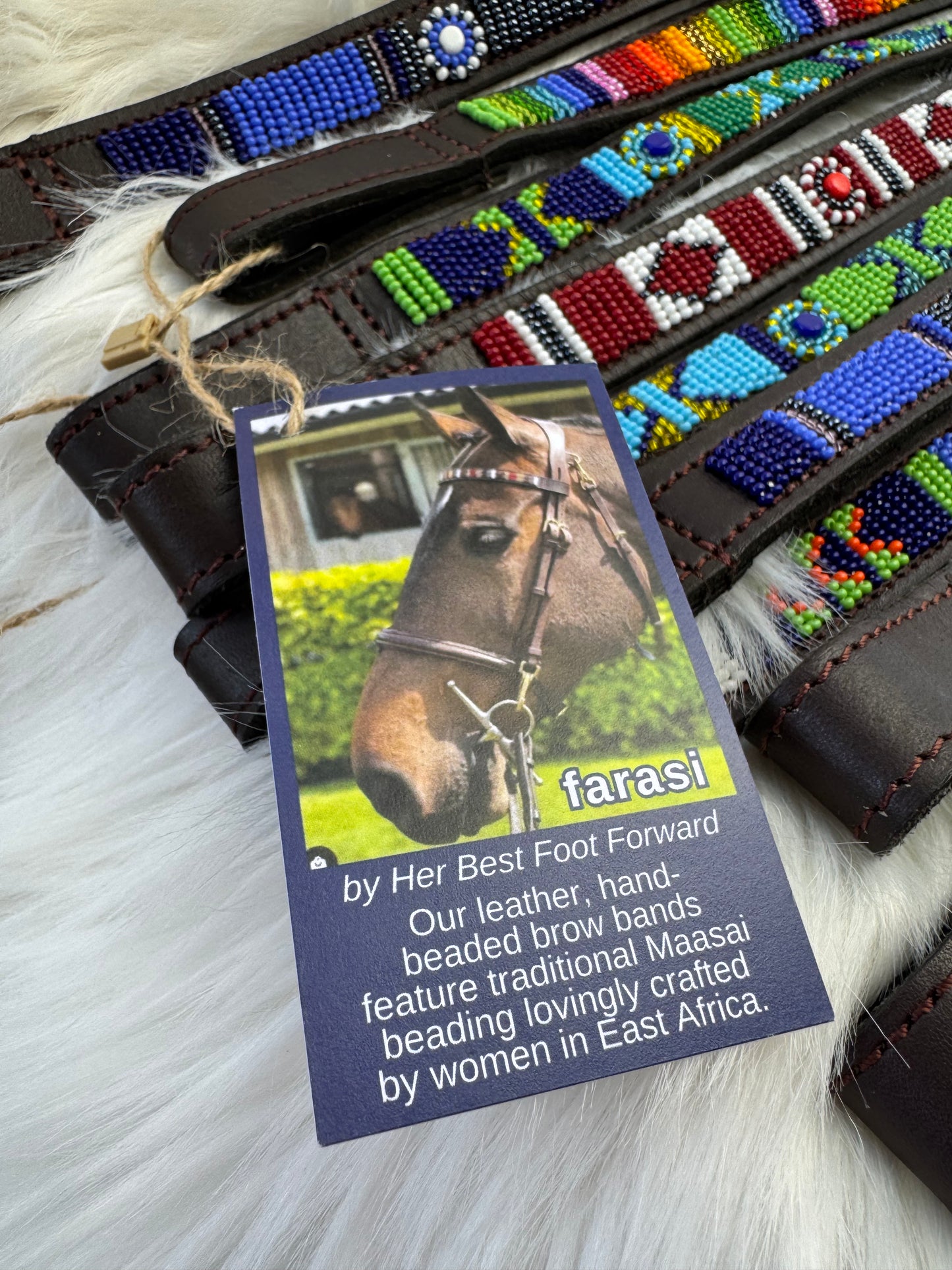 “Rivers” Beaded Browband - Dark Chocolate Brown