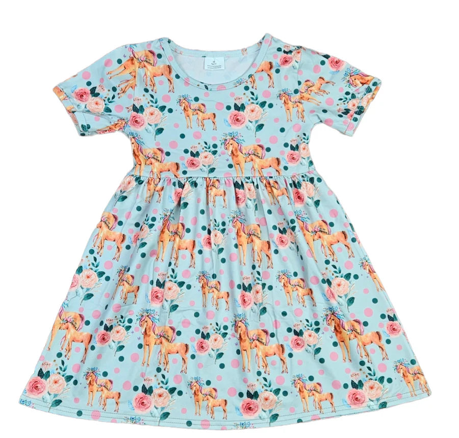 Mama and Foal Snuggles Milk Silk Flutter Dress