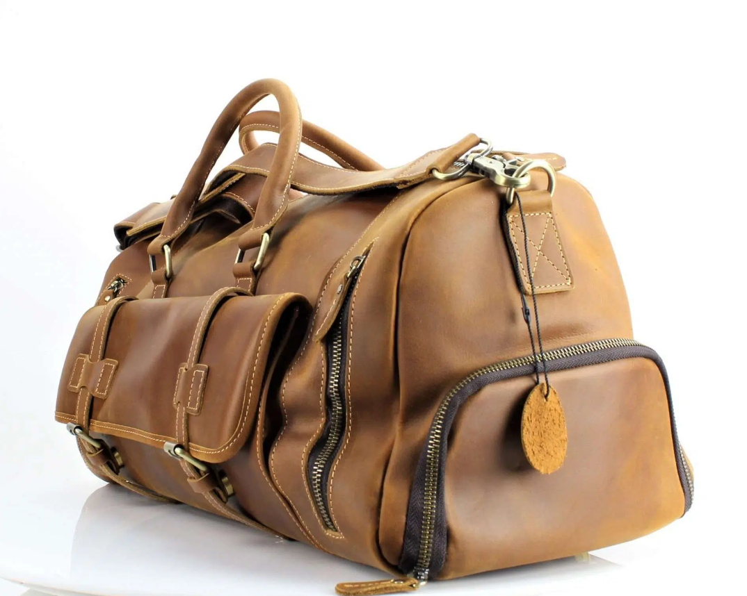Leather Travel Duffel - Front Flap Over