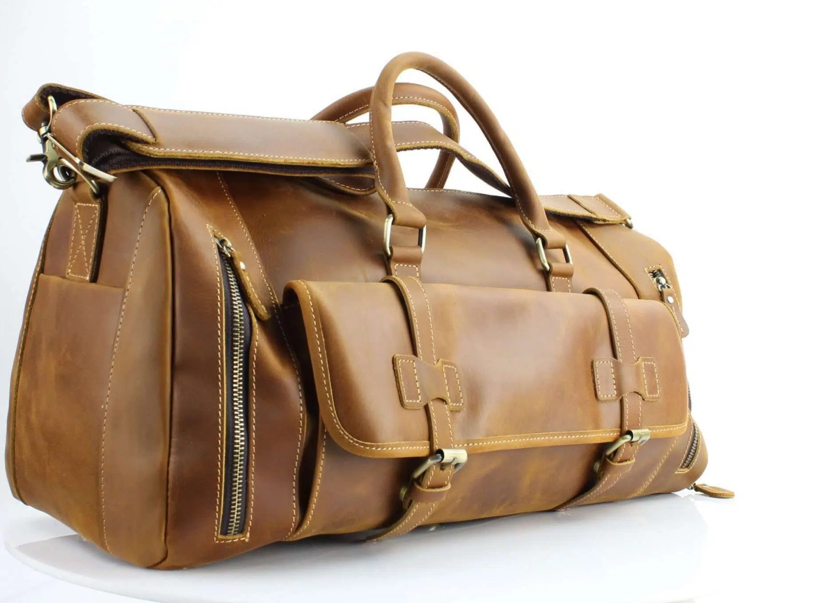Leather Travel Duffel - Front Flap Over