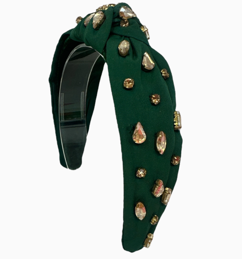 Hunter/Champagne Beaded Headband