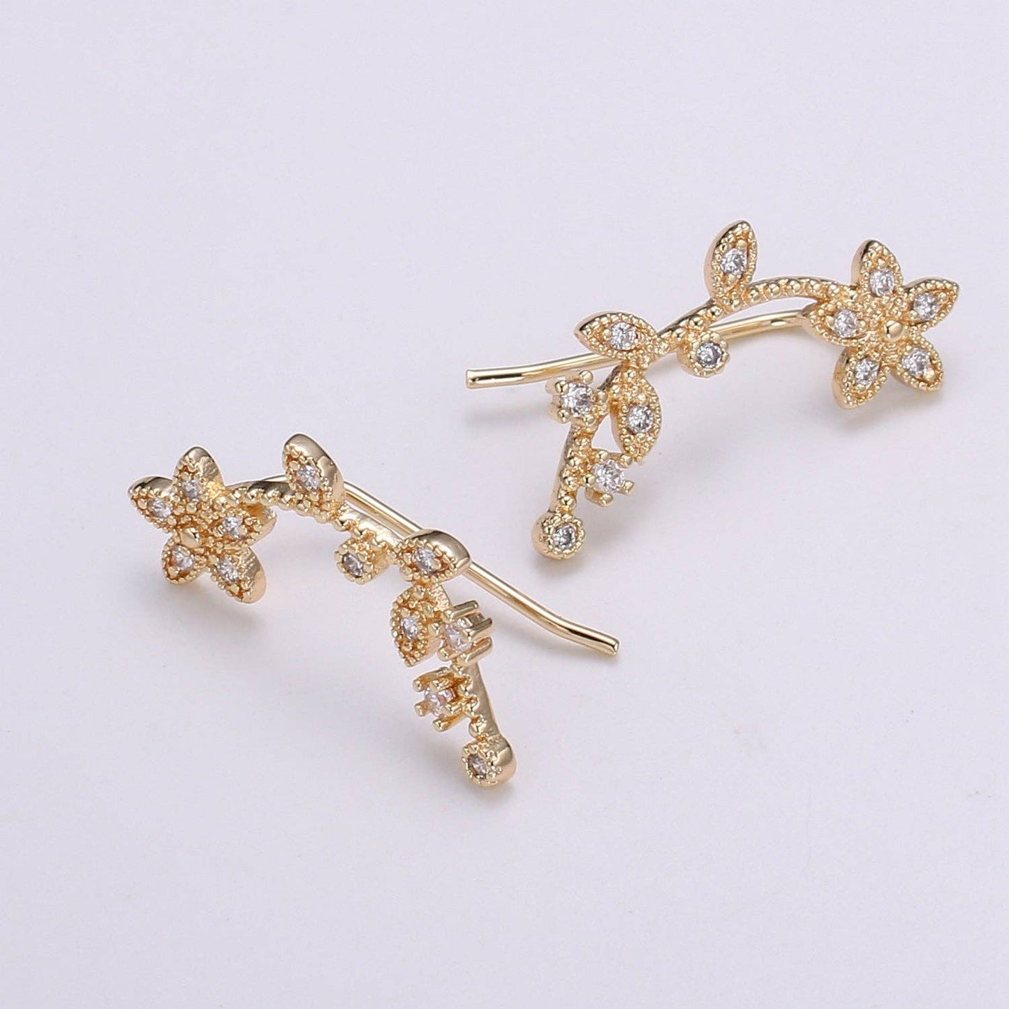 18 K Gold Plated over Sterling Silver - Minimalist Jasmine Ear Climbers