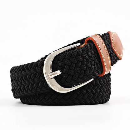 Woven Canvas Elastic Belt - Khaki