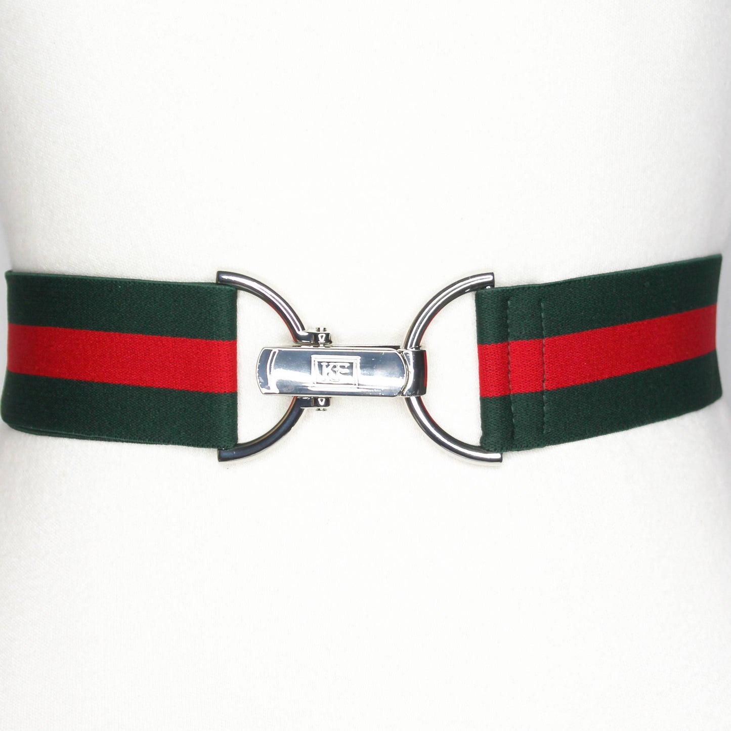 Red and Green Stripe Elastic - adjustable belt