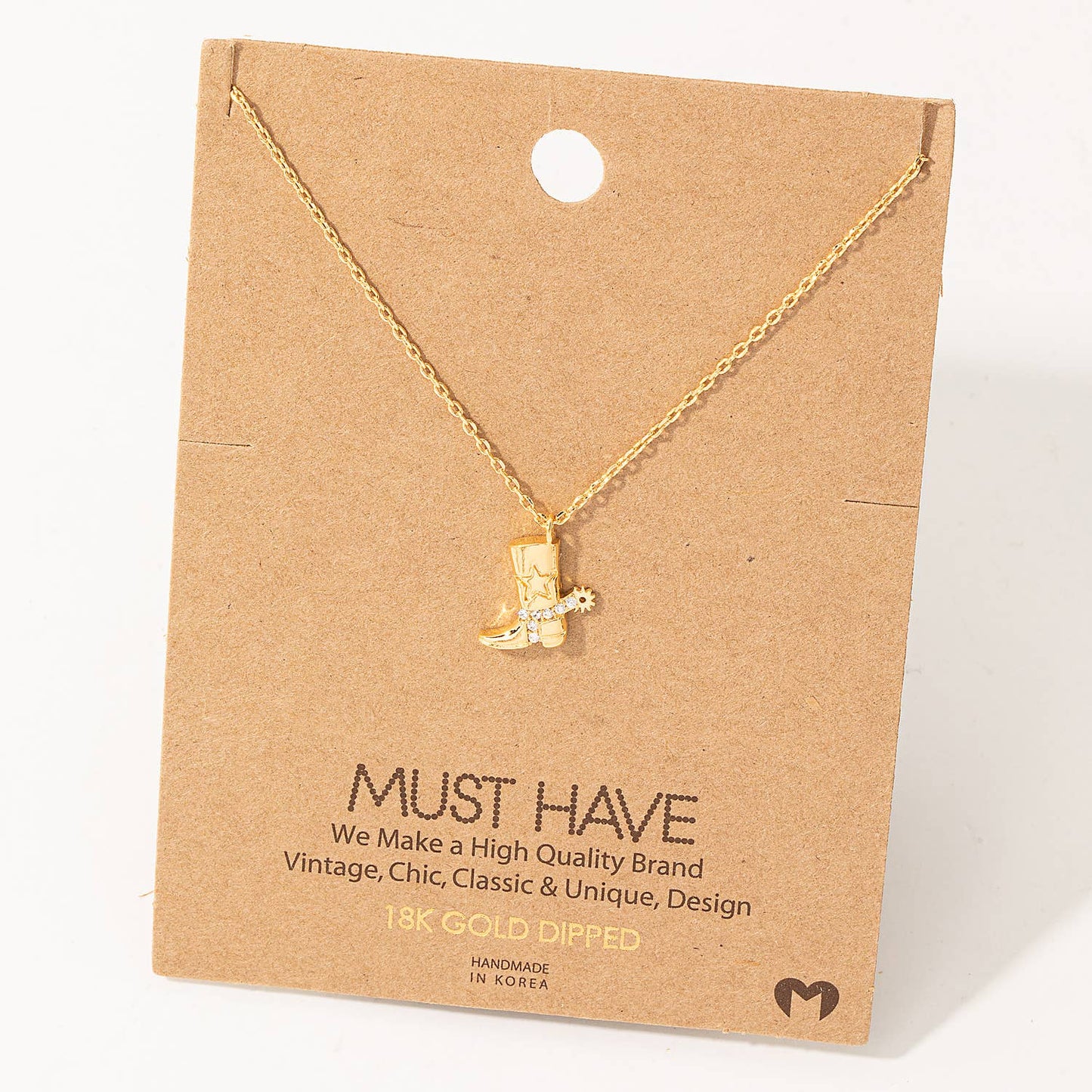 Cowboy Boots Pendant Necklace: RG