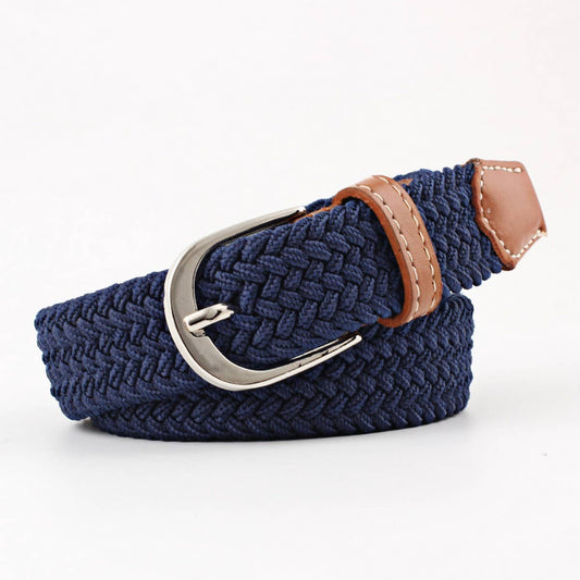 Woven Canvas Elastic Belt - Navy