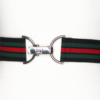 Black, Green, and Red Stripe Elastic-adjustable belt