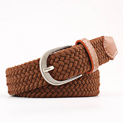 Woven Canvas Elastic Belt - Khaki