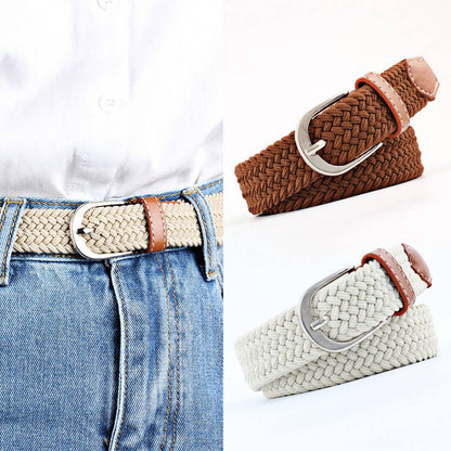 Woven Canvas Elastic Belt - Khaki