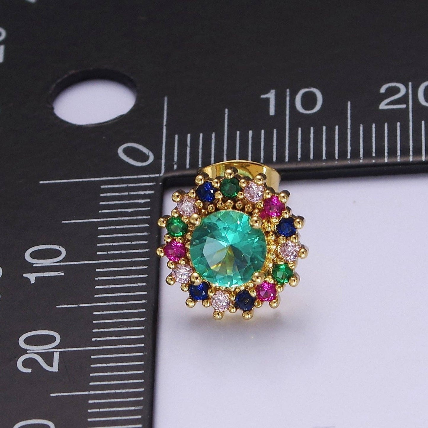 Green/Aqua Halo Stud Earrings