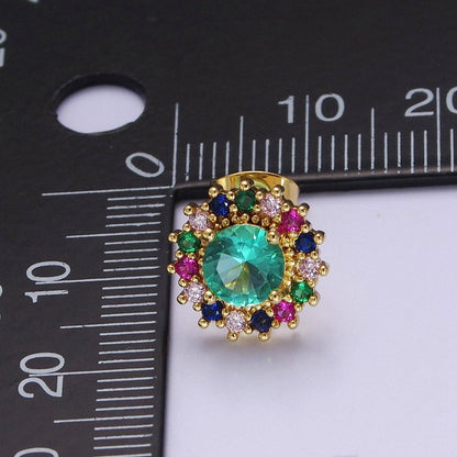 Green/Aqua Halo Stud Earrings