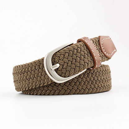 Woven Canvas Elastic Belt - Khaki