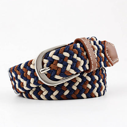 Woven Canvas Elastic Belt - Khaki