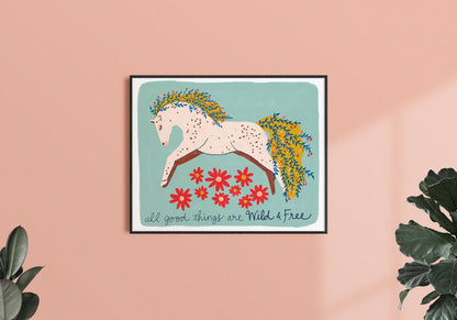 "Wild & Free Horse" - 8x10 Art Print by Emilie Jenks