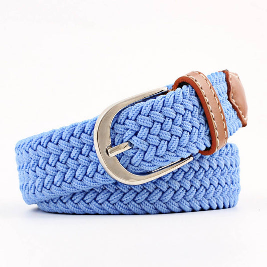 Woven Canvas Elastic Belt - Light Blue