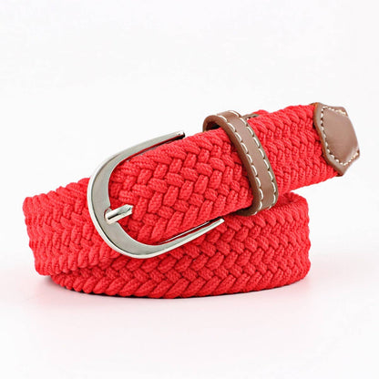 Woven Canvas Elastic Belt - Khaki