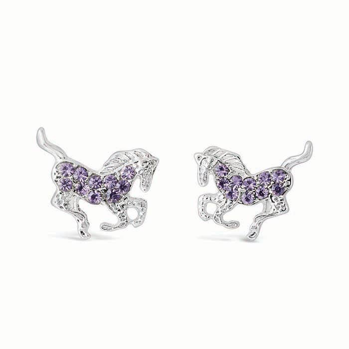 Galloping Horse Earrings: Clear