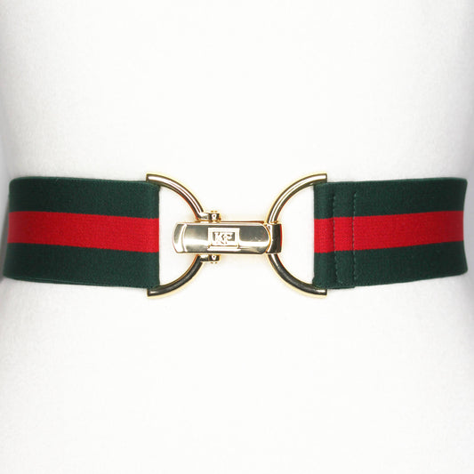 Red and Green Stripe Elastic - adjustable belt