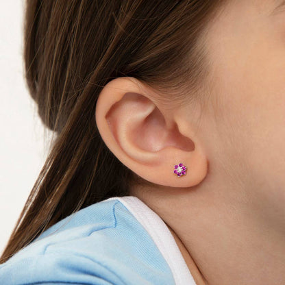 Purple Cluster Flower Sterling Silver Earrings