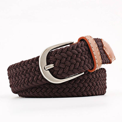Woven Canvas Elastic Belt - Khaki
