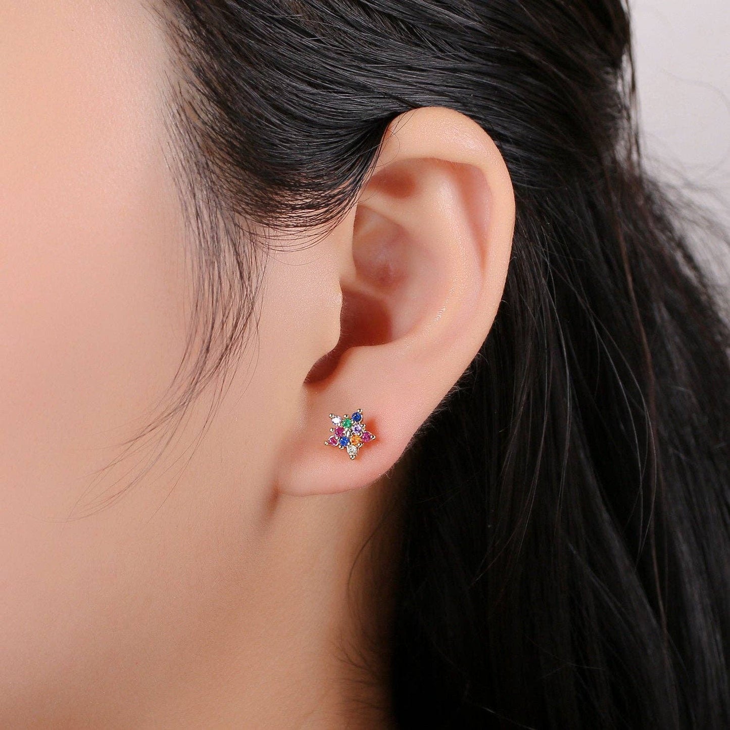 Multi-color Star Stud Earrings