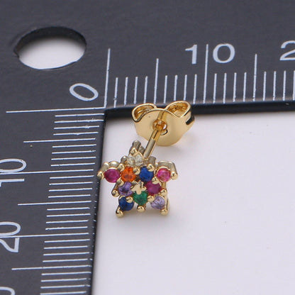 Multi-color Star Stud Earrings