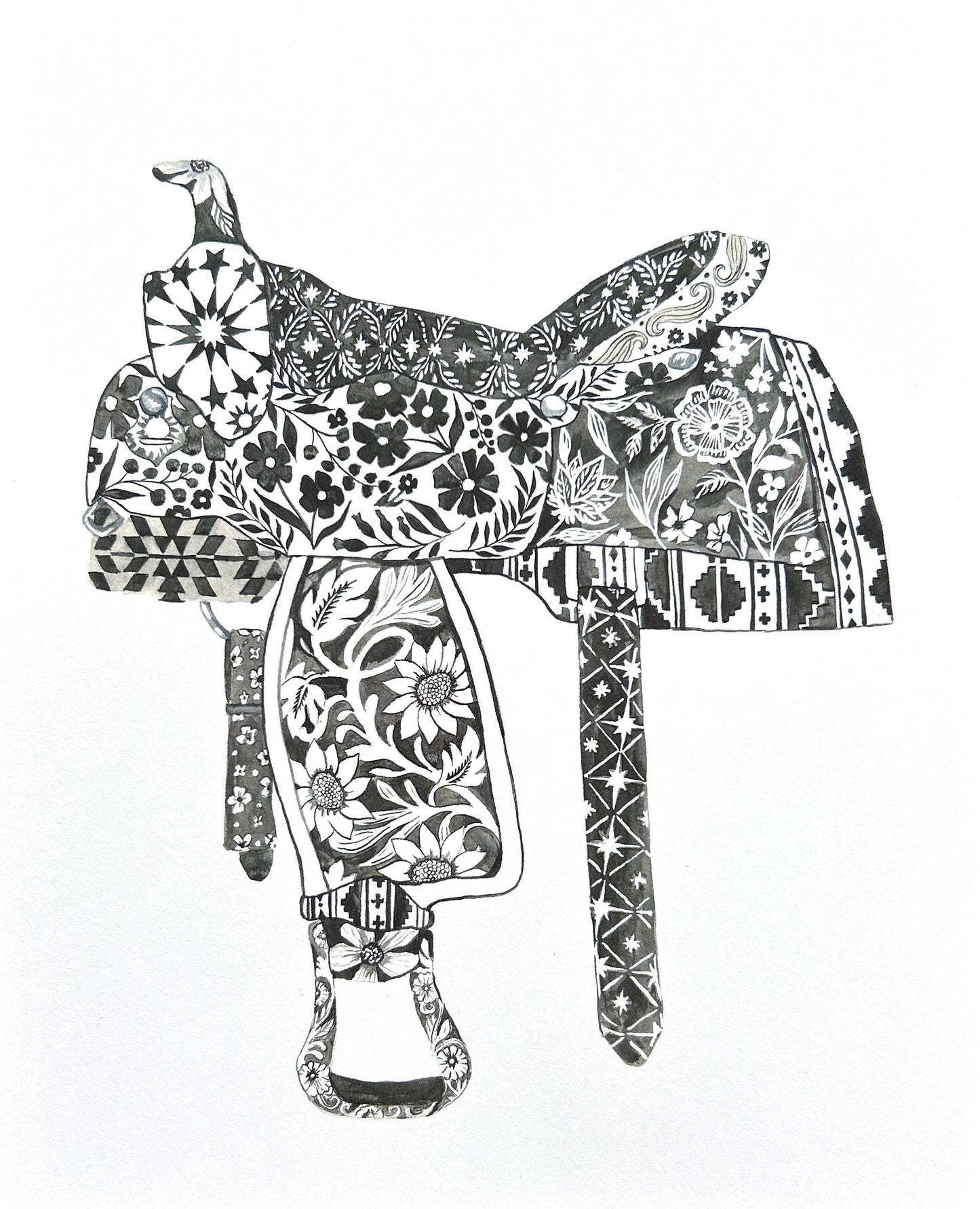 Western Saddle Note Card