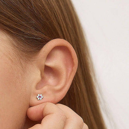 Purple Cluster Flower Sterling Silver Earrings
