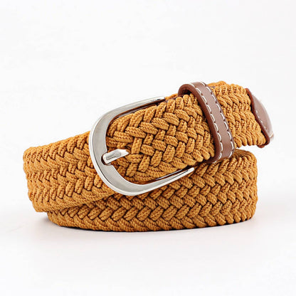 Woven Canvas Elastic Belt - Khaki