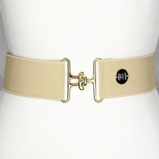 Solid Beige Elastic Belt - 2