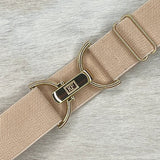Beige Herringbone Elastic Belt - 1.5"
