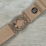 Beige Herringbone Elastic Belt - 1.5"