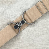 Beige Herringbone Elastic Belt - 1.5"