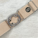 Beige Herringbone Elastic Belt - 1.5"