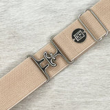 Beige Herringbone Elastic Belt - 1.5"