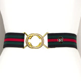 Black, Green, and Red Stripe Elastic Belt - 1.5"