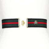 Black, Green, and Red Stripe Elastic Belt - 1.5"