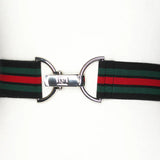 Black, Green, and Red Stripe Elastic Belt - 1.5"