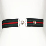 Black, Green, and Red Stripe Elastic Belt - 1.5"
