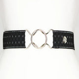 Black and Silver Diamond Elastic Belt - 2"