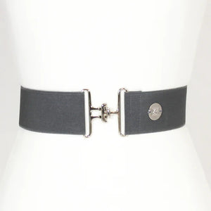 Dark Gray Solid Elastic Belt - 2"
