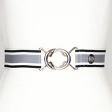 Gray, Black, and White Stripe Elastic Belt - 1.5"