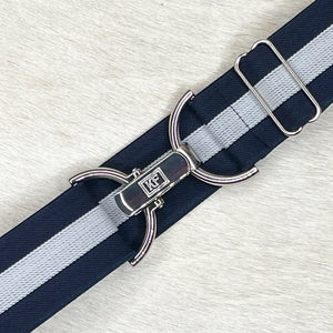 Navy with Gray Stripe Elastic Belt - 1.5"