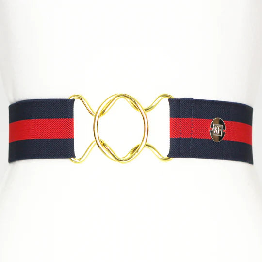 Navy and Red Stripe Elastic Belt - 2