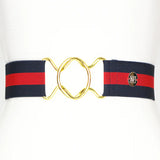 Navy and Red Stripe Elastic Belt - 2"