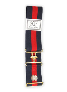 Navy and Red Stripe Elastic Belt - 2"